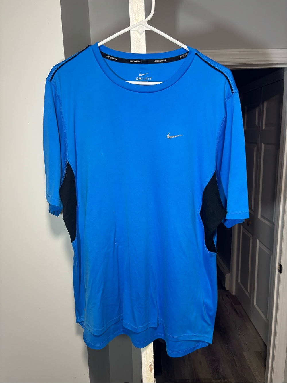 Nike Running Performance Workout Dri-Fit Blue T-Shirt Mens X-Large Blue Black